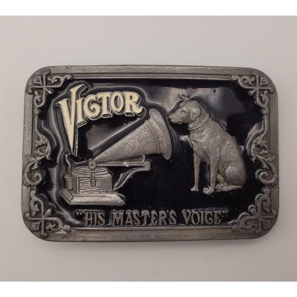 Vintage VICTOR His Master’s Voice Brass & Enamel Belt Buckle Buckles of America - Picture 3 of 15